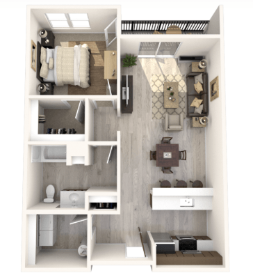 Floor plan for 1 bed, 1 bath, 815 sqft